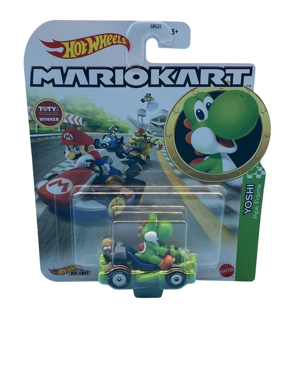 Hot Wheels Mario Kart Yoshi Pipe Frame 1:64 Die-Cast Car Green New Sealed